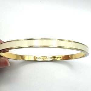 Kate Spade White & Gold Idiom Bangle Stacking Bracelet “Tickle the Ivories”